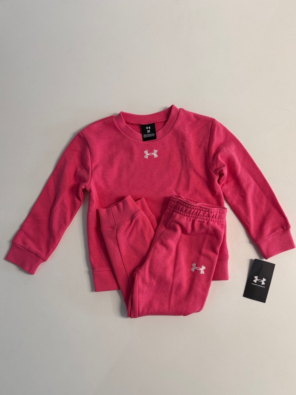 New Under Armour Pink Little Girls Crewneck Sweatshirt and Joggers 3T